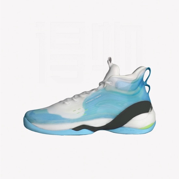 Men's White and Blue Sneakers - Picture 1 of 4